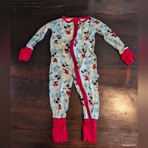 Little Sleepies Mickey Mouse Footie Pajama - Red and Blue